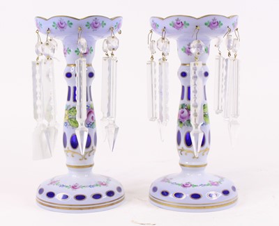Lot 47 - A pair of Victorian blue and white overlaid...