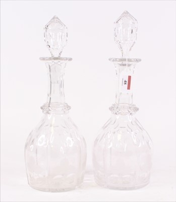 Lot 24 - A pair of cut glass decanters, each of mallet...