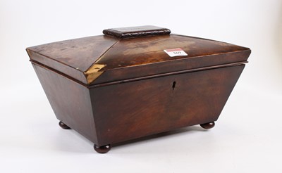 Lot 169 - A 19th century mahogany workbox of sarcophagus...