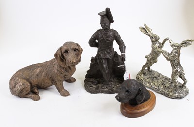 Lot 176 - A bronzed figure of a 19th century soldier,...