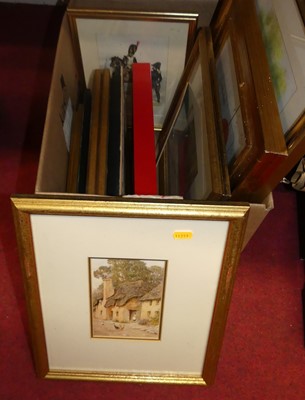 Lot 1082 - A box of assorted pictures, prints, frames etc