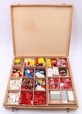 Lot 1717 - An original 1970s Lego wooden divided case...