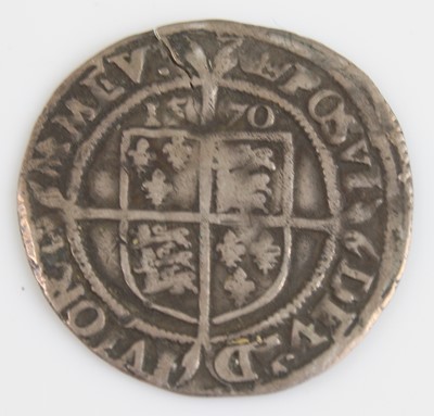 Lot 2173 - England, 1570 silver sixpence, obv: crowned...