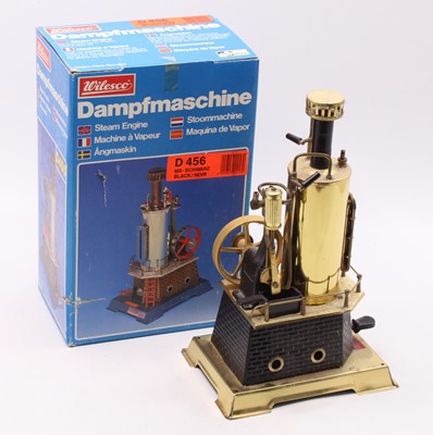 Lot 16 - a Wilesco D456 vertical steam engine in black...