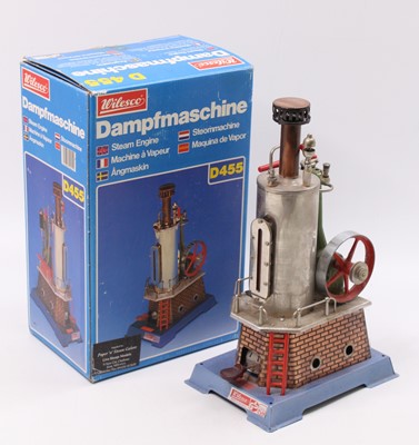 Lot 17 - Wilesco D455 vertical steam engine in silver...
