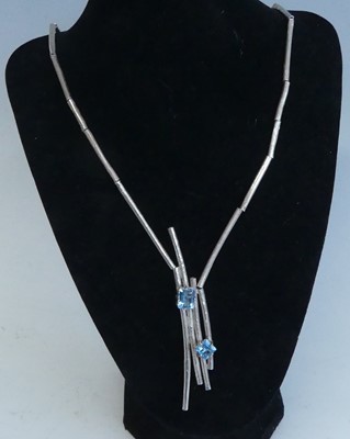Lot 2566 - A sterling silver contemporary abstract blue...