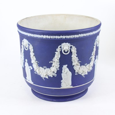 Lot 178 - A Wedgwood blue jasperware jardiniere, relief...
