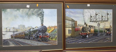 Lot 1031 - T.E. Oben - Steam train pulling away from the...