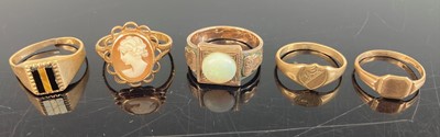 Lot 353 - Two 9ct gold child's signet rings; together...