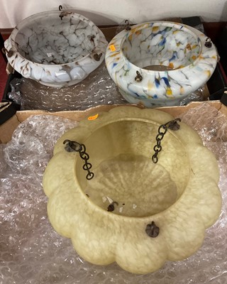 Lot 631 - Three 1930s opalescent marbled glass ceiling...