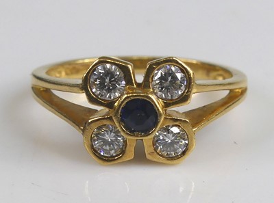 Lot 2167 - An 18ct yellow gold sapphire and diamond...