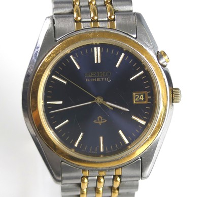 Lot 461 - A gent's Seiko kinetic bi-metal wristwatch,...