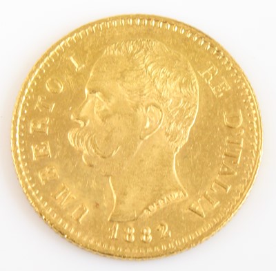 Lot 2071 - Italy, 1882 gold 20 lire, Rome mint obv:...