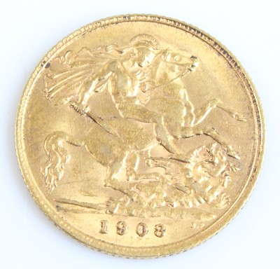 Lot 2017 - Great Britain, 1908 gold half sovereign,...