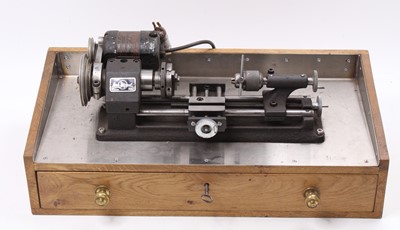 Lot 79 - 1960s Emco Unimat SL tabletop lathe, housed on...