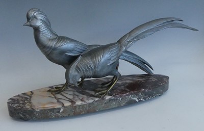 Lot 648 - A large French Art Deco silvered spelter model...