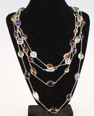 Lot 2587 - A contemporary silver multi-quartz, agate, and...