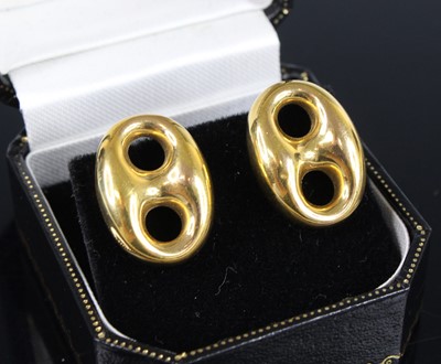 Lot 2591 - A pair of contemporary 18ct gold hollow...