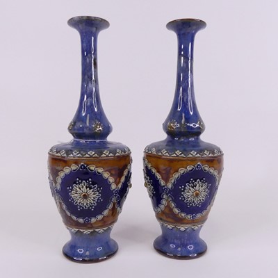 Lot 2 - A pair of Royal Doulton stoneware vases,...