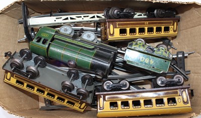 Lot 1526 - A vintage 0 Gauge clockwork Locomotive, Tender,...