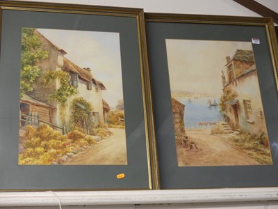 Lot 1002 - F. Parr - Pair; Coastal cottages, watercolours,...