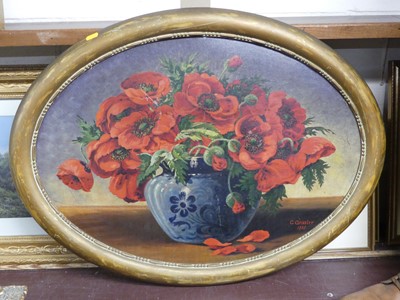 Lot 1017 - C. Geissler - Still life with flowers in a...