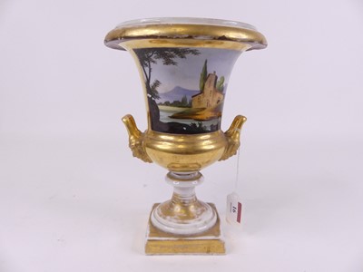Lot 16 - A continental porcelain urn of campagna shape,...