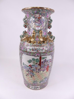 Lot 91 - A large Chinese Canton export floor vase,...