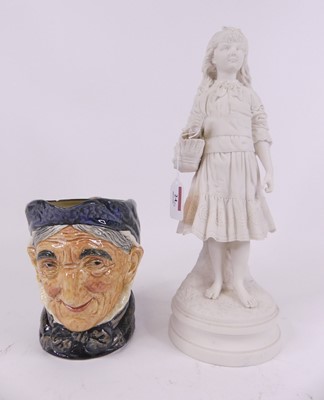Lot 24 - A Parian ware figure of a girl holding a...
