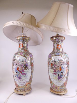 Lot 98 - A pair of large Chinese export vases, each of...