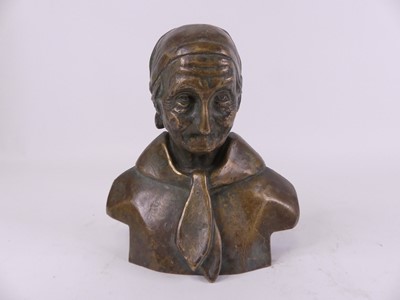 Lot 30 - A cast brass head & shoulders bust of an...