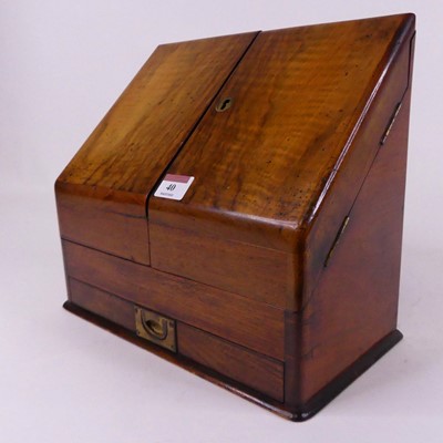 Lot 40 - A Victorian walnut table top stationery...