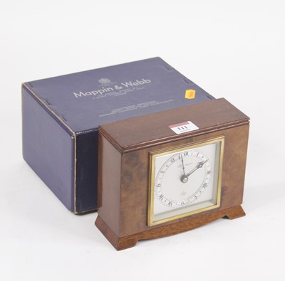 Lot 111 - A mid-20th century Elliott walnut cased mantel...