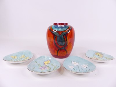 Lot 53 - A Poole pottery volcano pattern vase, height...