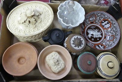 Lot 57 - A box of ceramics to include caneware tureen...
