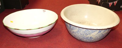 Lot 81 - A Victorian pink & white glazed pottery wash...