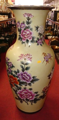 Lot 85 - A large Chinese yellow glazed floor vase of...