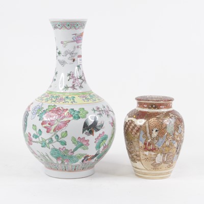 Lot 143 - A Chinese export vase having a flared rim to a...