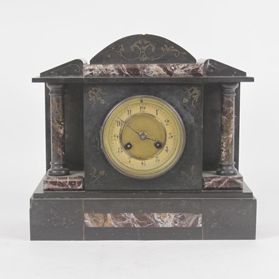 Lot 144 - A late Victorian black slate and veined marble...