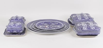 Lot 145 - A pair of Victorian blue & white tureens and...
