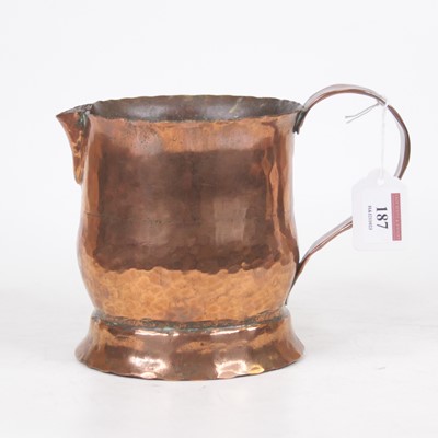 Lot 187 - A large 18th century planished copper jug...