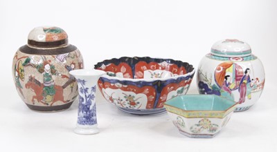 Lot 189 - A Chinese export stoneware bowl, of hexagonal...