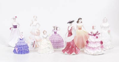 Lot 190 - A collection of nine Coalport porcelain...