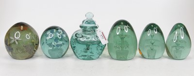 Lot 192 - A matched set of three green tinted end of day...