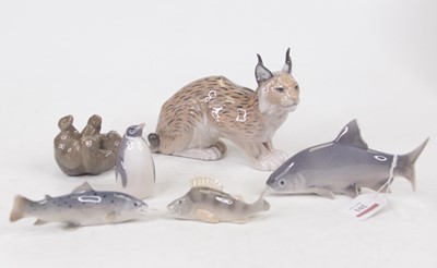 Lot 201 - A Royal Copenhagen porcelain model of a Lynx...
