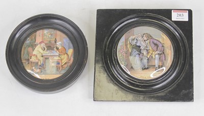 Lot 203 - A Victorian Pratt ware pot lid 'Uncle Toby'...