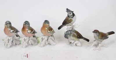 Lot 215 - A Karl Ens porcelain model of two crested tits...