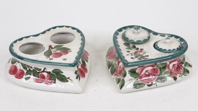 Lot 222 - A Wemyss ware inkwell, of heart shape,...