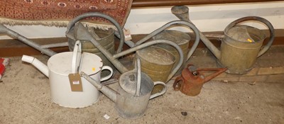 Lot 1150 - Six various galvanised metal watering cans;...