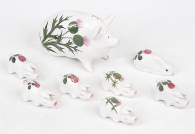 Lot 228 - A Plichta pottery model of a pig decorated...